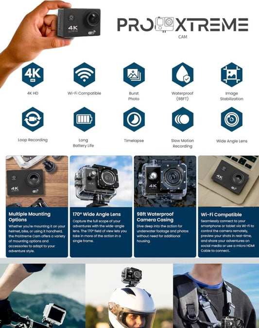 4K Sports Ultra HD DV Action Camera - Waterproof 30M - WiFi