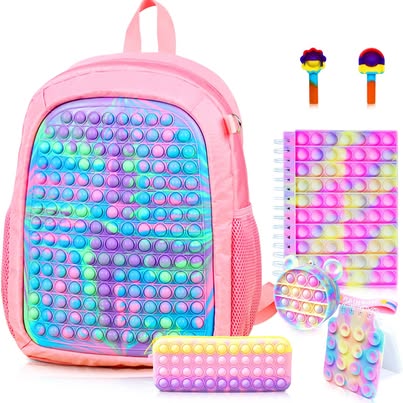 Pink Pop It Fidget Backpack for Kids - New