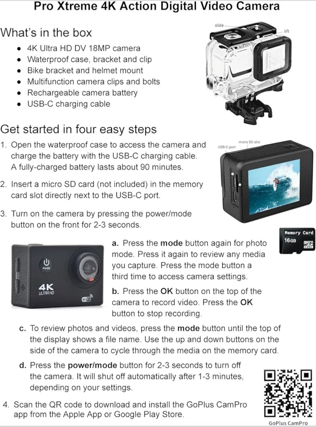 4K Sports Ultra HD DV Action Camera - Waterproof 30M - WiFi