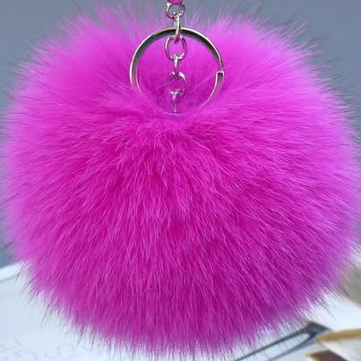 Fluffy Pom Pom Keychain - Faux Fur - New