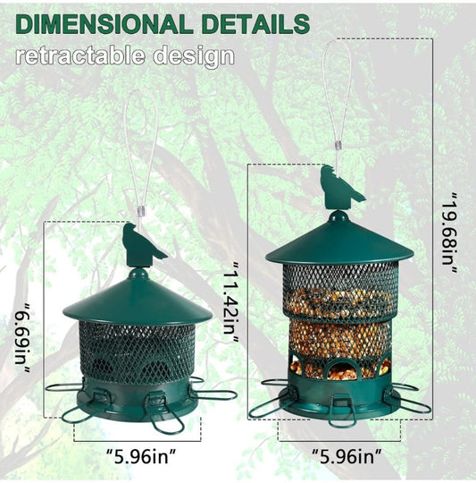 Metal Bird Feeder for Garden/Yard - Green - New