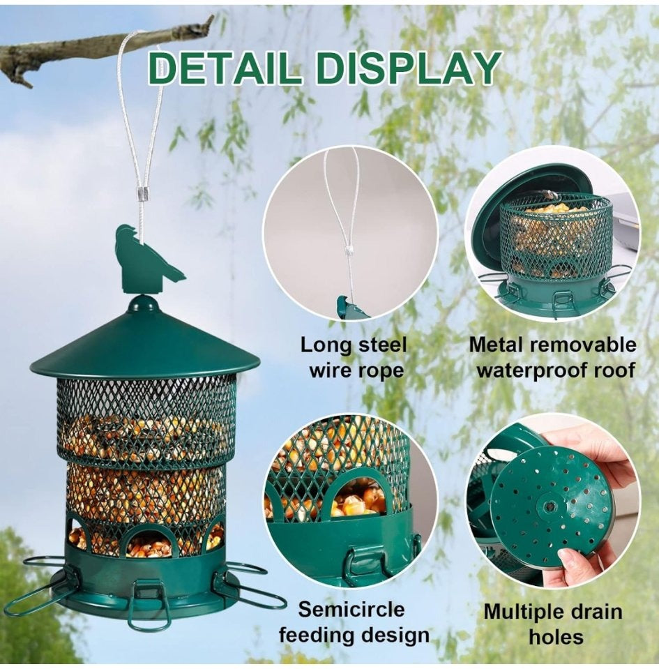 Metal Bird Feeder for Garden/Yard - Green - New