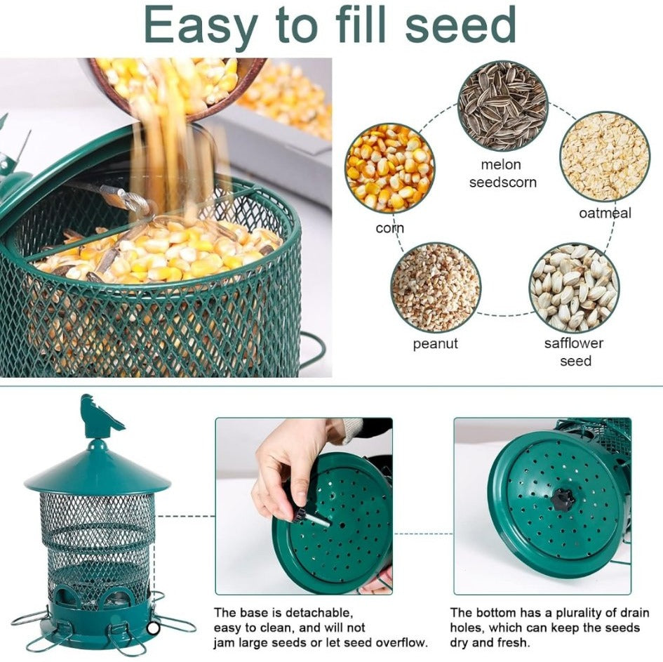 Metal Bird Feeder for Garden/Yard - Green - New