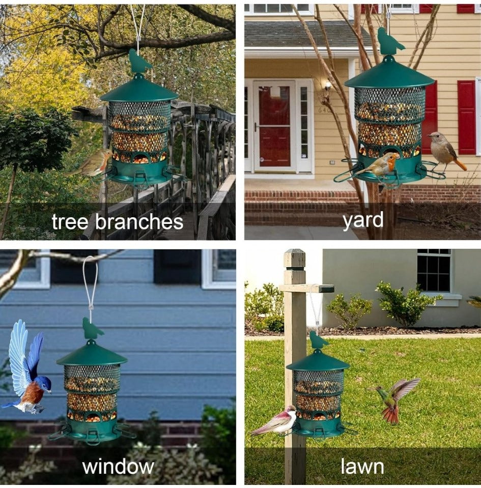 Metal Bird Feeder for Garden/Yard - Green - New
