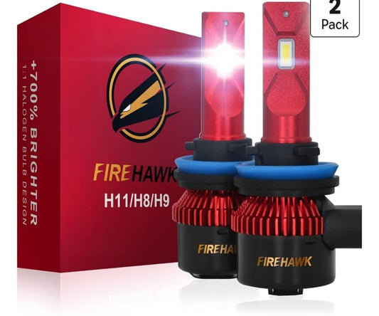 Firehawk H7 Bulbs 50000LM Pure White 6000K Plug & Play IP68 Waterproof Fog Light, Pack of 2